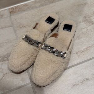 Dolce Vita Cream Mules with Silver Chain